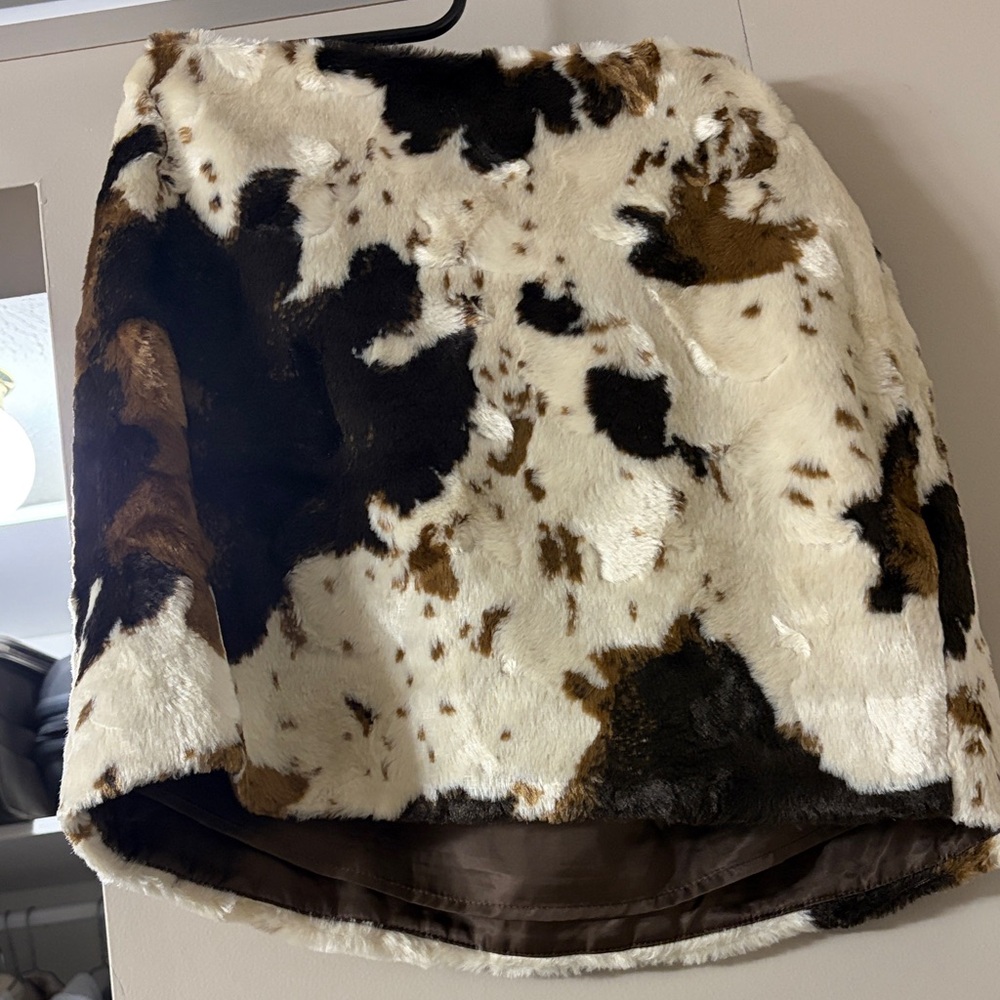 Vici Black and Brown Faux Fur Mini Skirt